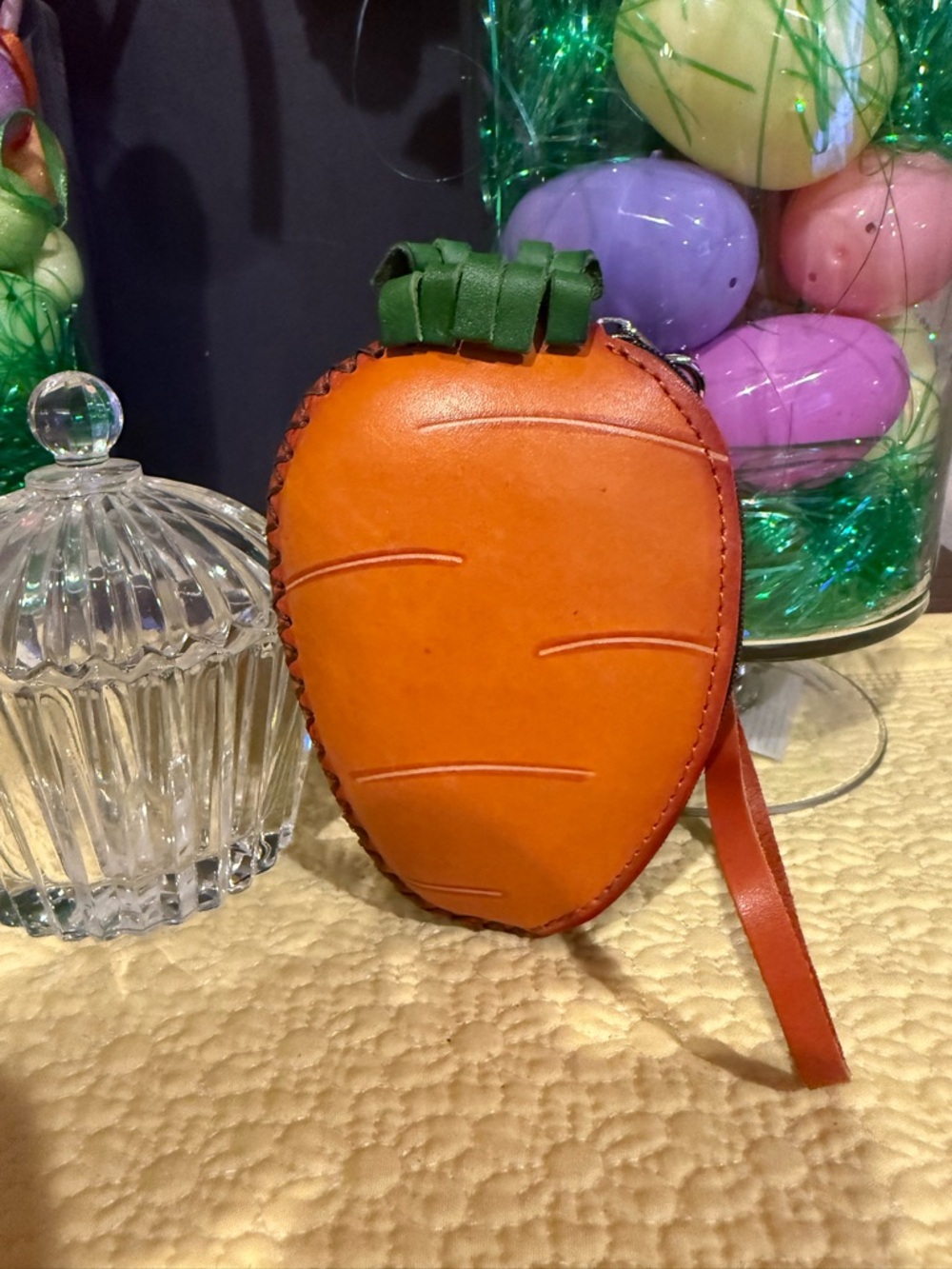 🥕 Leather Carrot Coin Purse – Cute Mini Wallet w/ Wrist Strap
